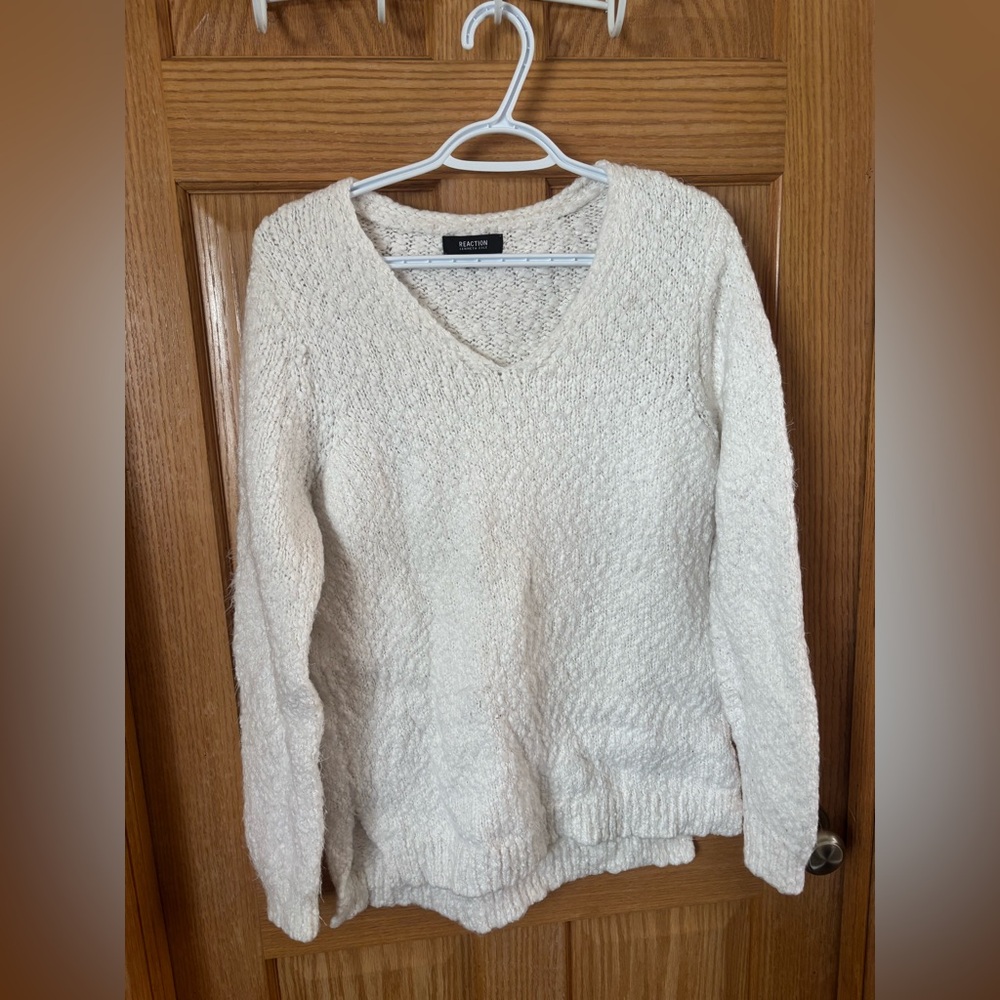 Kenneth Cole cream eyelash fuzz sweater